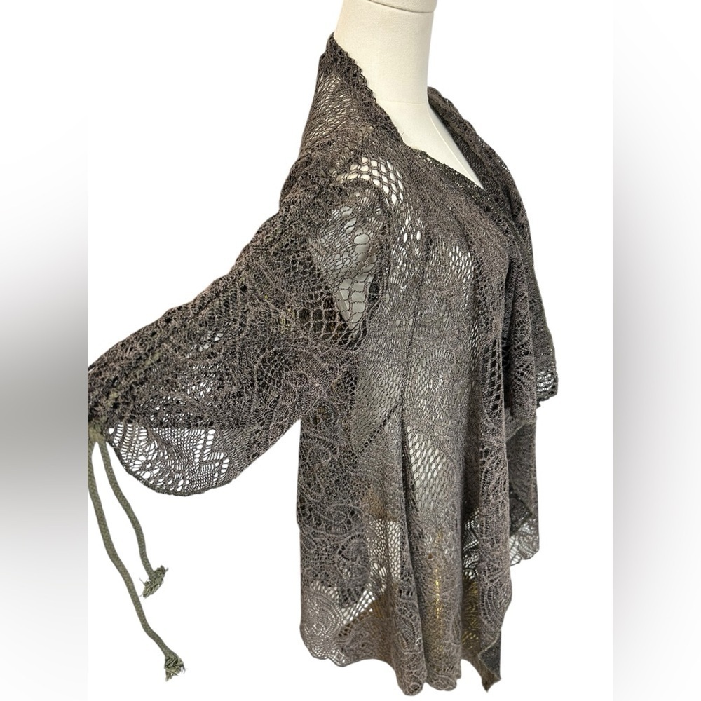 Pretty Angel Womens Cardigan Ruffle Crochet Romantic Dainty Fairy Whimsical Sz L - Picture 3 of 10
